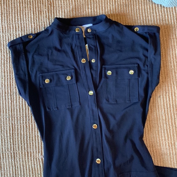 Michael by Michael Kors Navy Polyester/Spandex Maxi Dress with Gold Accents XXS - Picture 4 of 14